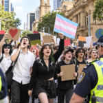 Hundreds of students march through Brisbane CBD in protest against Pauline Hanson and One Nation image